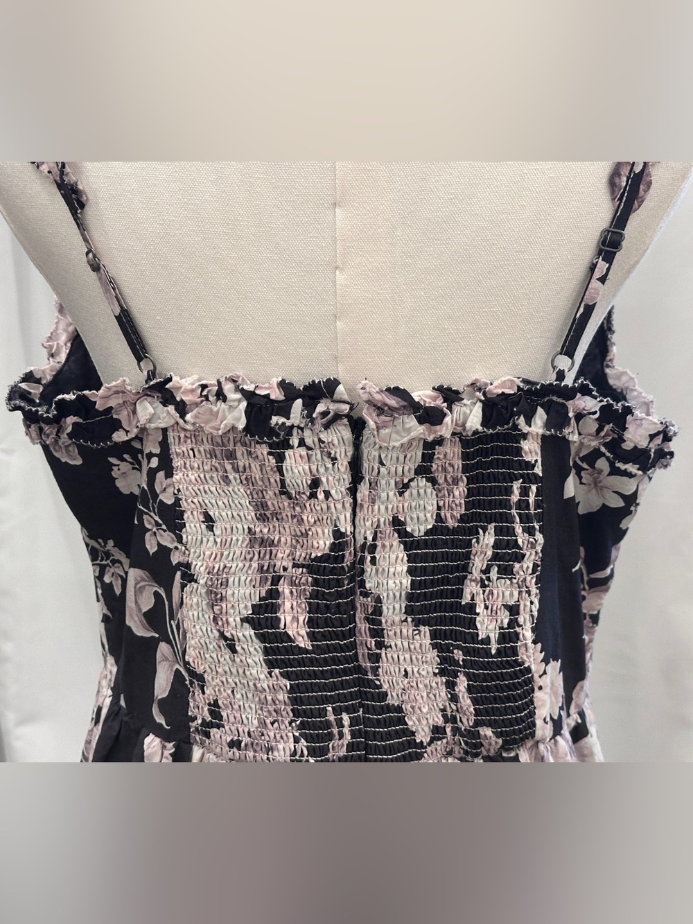 Anthropologie Floral Tiered Midi Dress Adjustable Straps Size Medium - Picture 3 of 7